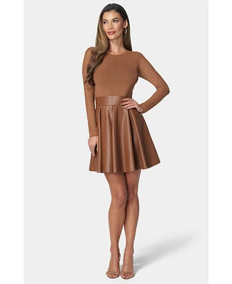 Bebe Women's Faux Leather Flare Dress