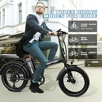 Er Kang 750W Foldable Electric Bike for Adults, 20" x 4" Fat Tire E-Bike with Removable 48V 12Ah Battery, 21MPH Max Speed & 30 Miles Range,