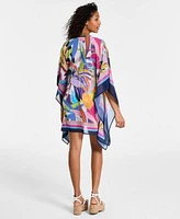 Bleu By Rod Beattie Womens Living Color Ruched One Piece Swimsuit Caftan Swim Cover Up