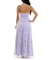 Violet Weekend Juniors' Sequin Pearl Corset Gown