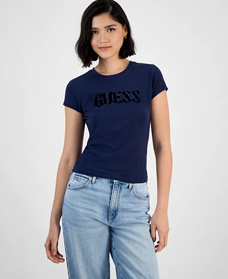 Guess Women's Bubble-Logo Short-Sleeve Crewneck Top