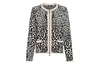 Olsen Women's Leopard Jacquard Zip Front Cardigan