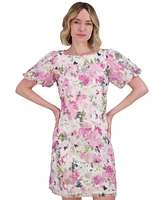 Jessica Howard Petite Floral-Print Bubble-Sleeve Dress