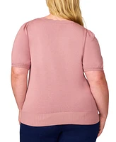 Melissa Paige Plus Elbow-Sleeve Scalloped-Neck Sweater, Exclusively