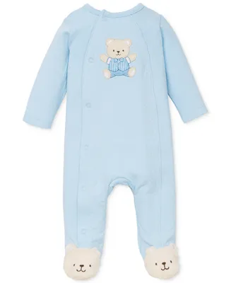 Little Me Baby Boys Cute Bear Snap Close Footed Coverall