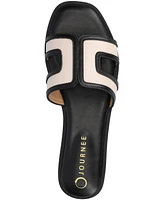 Journee Collection Women's Primah "H" Band Slip On Flat Sandals