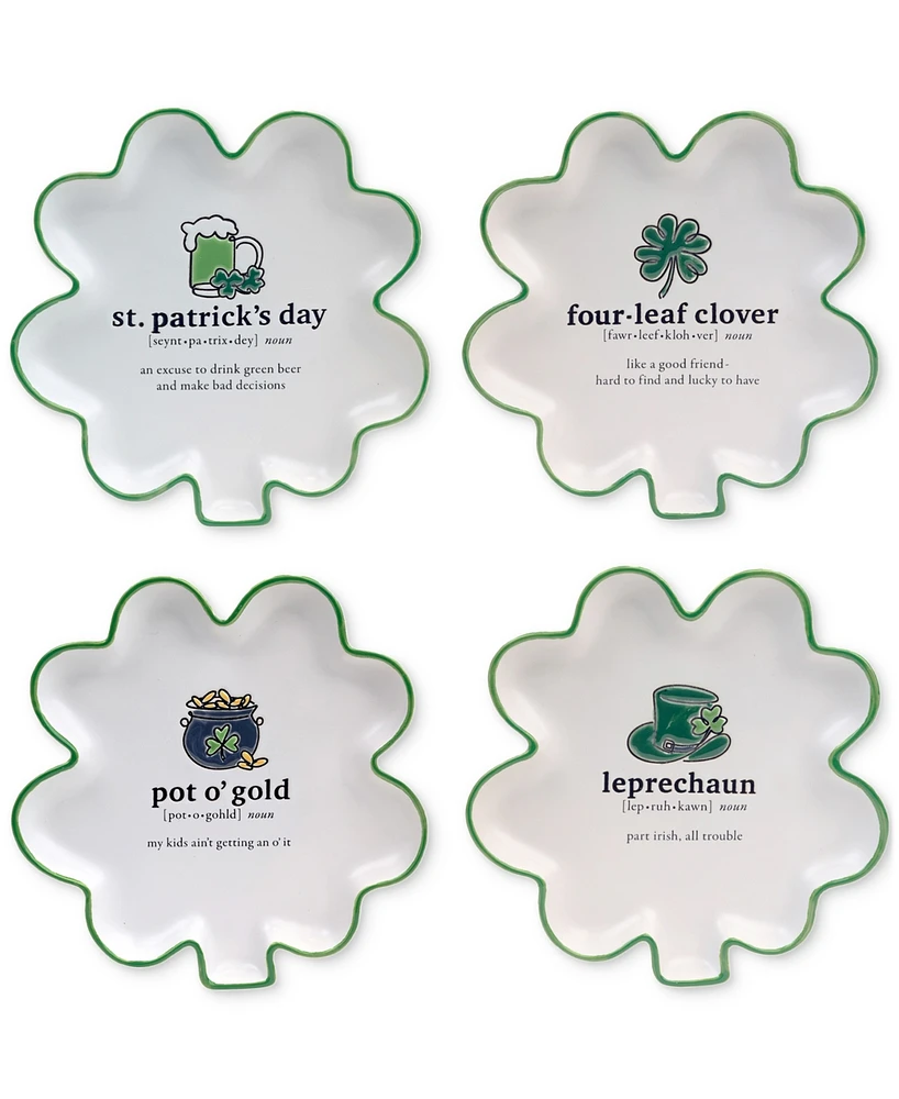 Certified International St. Patrick's Day Shamrock Tidbit Plates, Set of 4