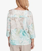 Alfred Dunner Petite Kensington Gardens Patchwork Leaves Textured Top