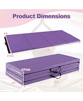 Folding Gymnastics Mat with Carry Handles and Sweatproof Detachable Pu Leather Cover