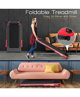 Kuyotq 2.25 Hp 2-in-1 Folding Walking Pad Treadmill with Remote Control and Led Display
