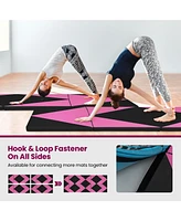 4-Panel Pu Leather Folding Exercise Gym Mat with Hook and Loop Fasteners