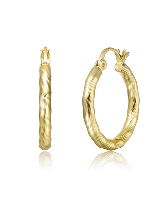 Twisted Hoop Earrings White Gold Plated or 14K