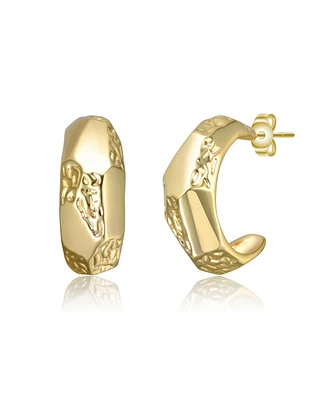 14K Gold Plated Geometric Gold Nugget C-Hoop Earrings