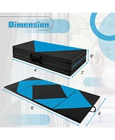 8 Feet Pu Leather Folding Gymnastics Mat with Hook and Loop Fasteners