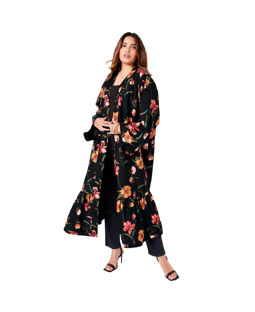 June + Vie Women's Plus Reversible Printed Duster