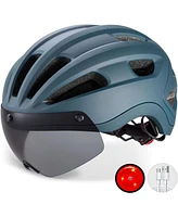 Batfox Bike Helmet for Adults Youth,w/Rechargeable Led Safety Rear Light,Eye Shield Goggles L(58-62CM)