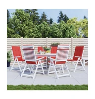 Garden Highback Chair Cushions 6 pcs Red 47.2"x19.7"x1.2" Fabric
