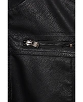 Xray Boys Hooded Moto Pu Leather Jacket With Lining