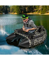 350 Lbs Inflatable Fishing Float Tube with Adjustable Backrest and Backpack Straps