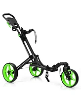 Folding Golf Push Cart with Scoreboard Adjustable Handle Swivel Wheel