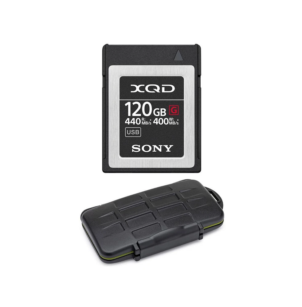 Sony 120GB Xqd G Series Memory Card with Rugged Memory Card Carrying Case Bundle