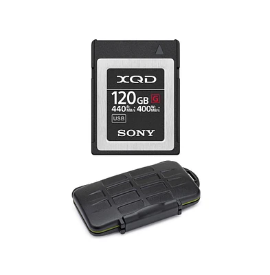 Sony 120GB Xqd G Series Memory Card with Rugged Memory Card Carrying Case Bundle