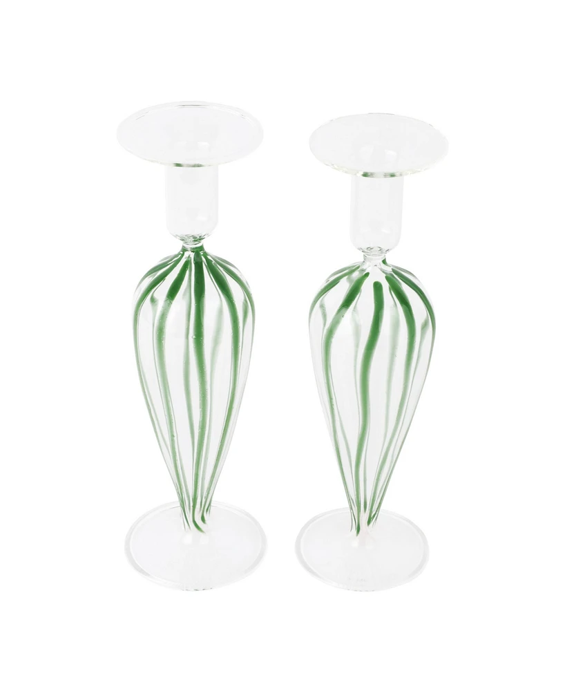 Vietri Nuovo Stripe 9.5" Candlesticks, Set of 2