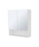 Fm Furniture Lodge Medicine Cabinet with Mirrored Doors and Open Storage