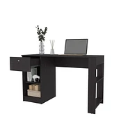 Sun City Computer Desk with a Drawer and Open Storage, Wengue