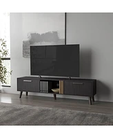 Fm Furniture Dragon Tv Stand with 2 Doors and Open Storage, Wengue