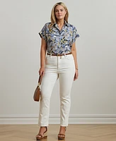 Lauren Ralph Plus Relaxed-Fit Floral Linen Short-Sleeve Shirt