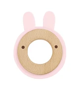 GooseWaddle Pink Bunny Silcone + Wood Teether