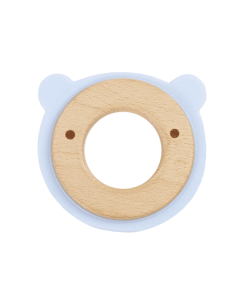 GooseWaddle Blue Bear Animal Teether Wooden + Silicone