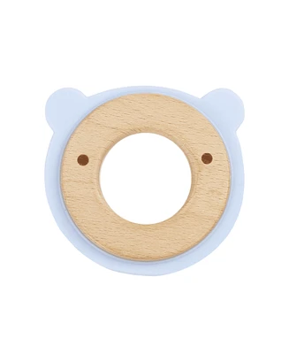 GooseWaddle Blue Bear Animal Teether Wooden + Silicone