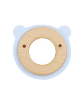 GooseWaddle Blue Bear Animal Teether Wooden + Silicone