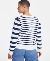 On 34th Trendy Plus Striped Pullover Sweater, Exclusively at Macy's