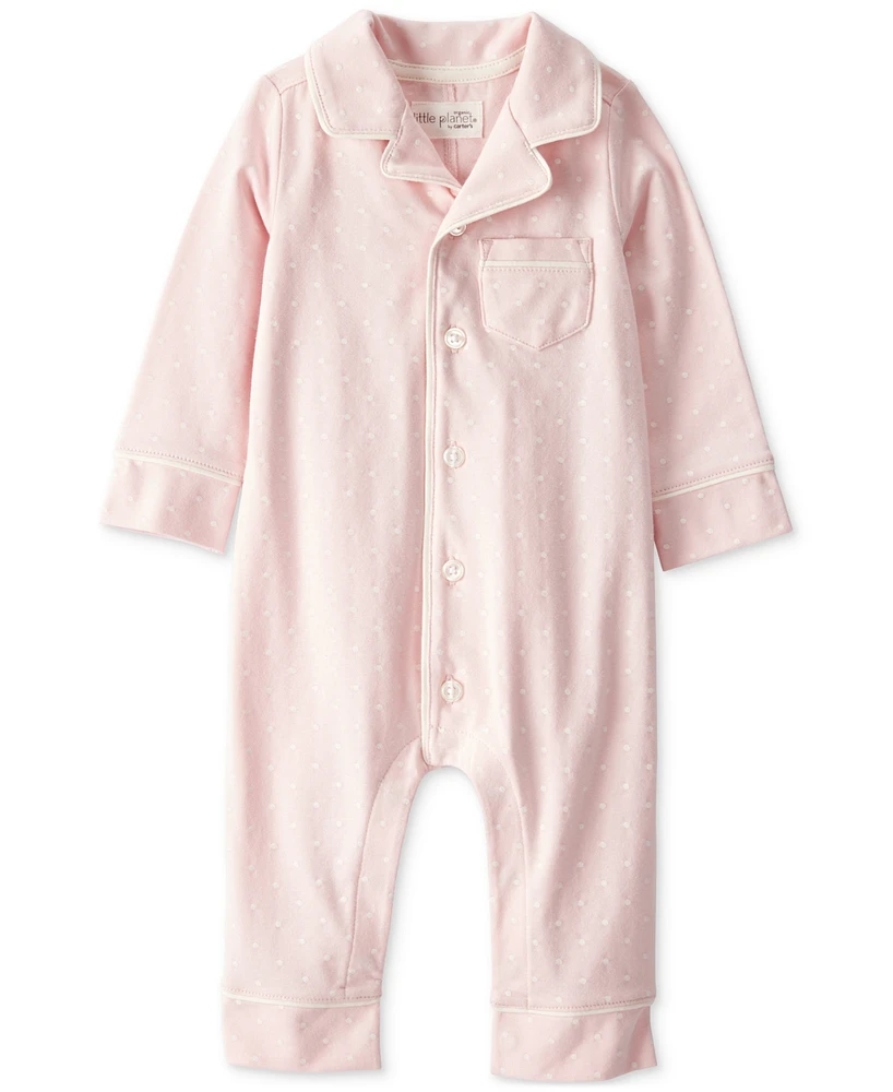 Little Planet by Carter's Baby Girls Organic Cotton Button-Down 1-Pc. Pajamas