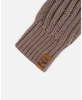 Deux par Boy Knit Mittens Taupe - Toddler|Child