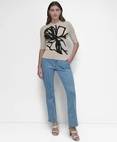 Dkny Women's Graffiti Floral Jacquard Sweater