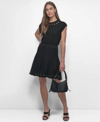 Dkny Womens Grommet Cap Sleeve Sweater Knit Grommet Skirt