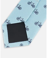 Deux par Boy Neck Tie Pale Blue With Bicycle - Toddler|Child