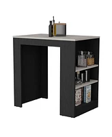 Lacour Kitchen Island, Bar Table 36" H, 3-Side Shelves