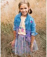 Deux par Girl Denim Jacket With Embroidery Floral Jeans Blue - Toddler|Child