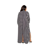 Buxom Couture Women's Plus Maxi Stripe Shirt Dress