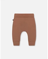 Deux par Baby Boys Printed Organic Cotton Evolutive Pant Brown And Monkeys