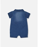 Deux par Baby Boys One-Piece Denim Romper Dark Blue