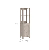 Depot E-shop New Haven Linen Single Door Cabinet, Two Interior Shelves, Two Open Shelves