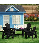 Kids 5-Piece Hdpe Outdoor Patio Round Dining Table and Chairs Set