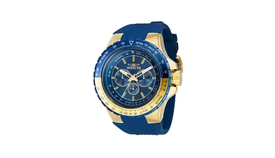 Invicta Men's 39309 Aviator Quartz Chronograph Blue, Gold Dial Watch