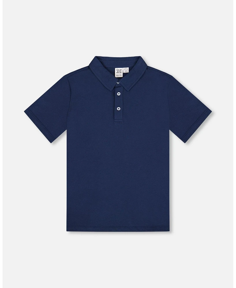 Deux par Toddler Boys Short Sleeve Polo Shirt Navy Blue - Toddler|Child